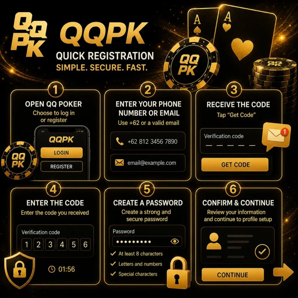 QQPK quick registration guide for new players.